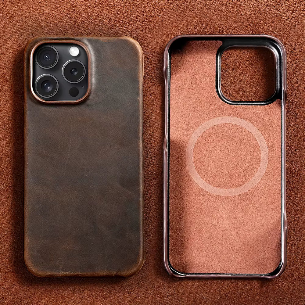 Carcasa Magnética de Cuero Retro con MagSafe para iPhone 17 Pro