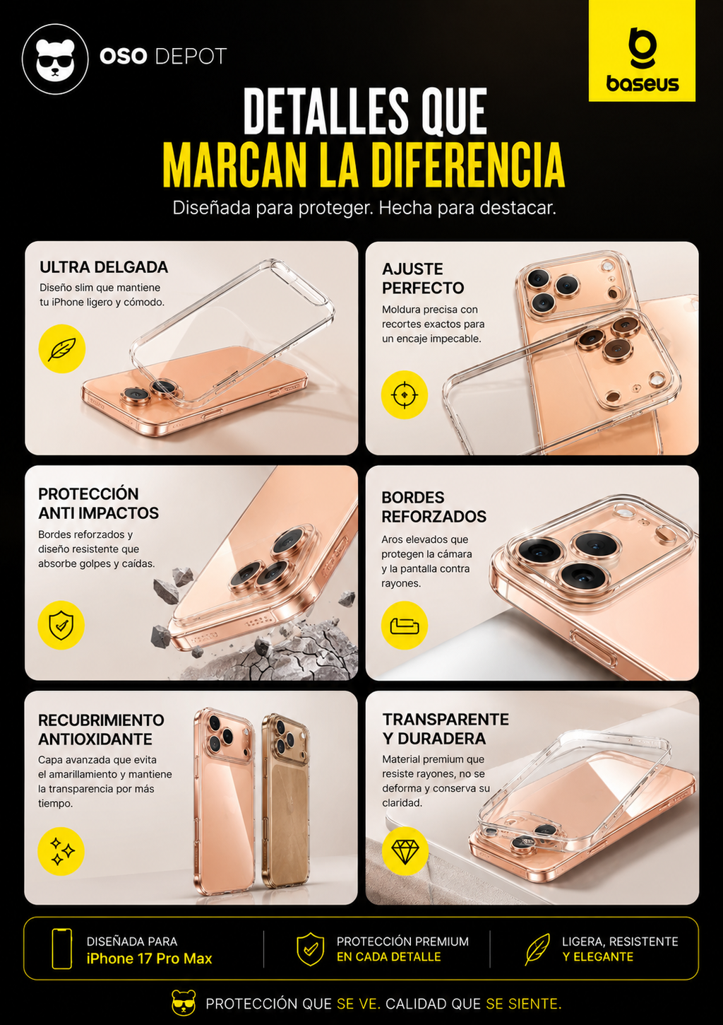 TRANSPARENTE BASEUS iPHONE 17 PRO MAX