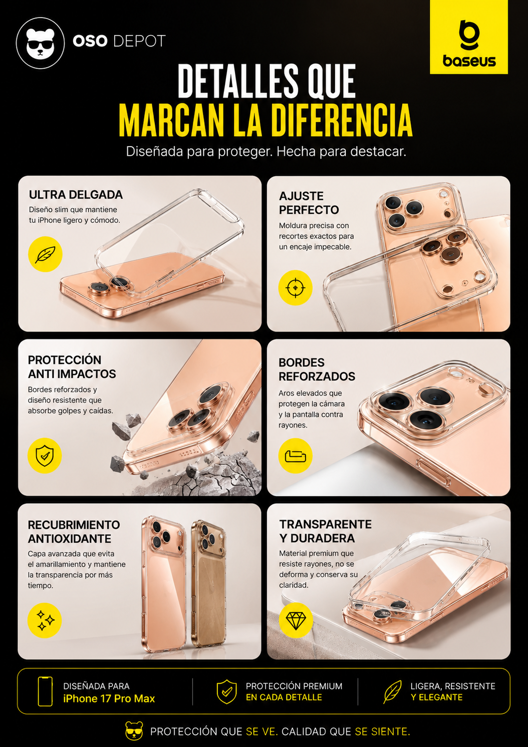 TRANSPARENTE BASEUS iPHONE 17 PRO MAX