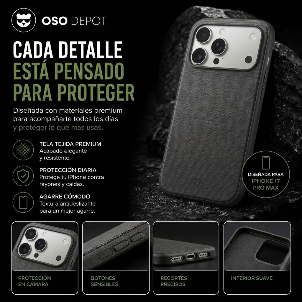 Carcasa Tejida Premium con MagSafe para iPhone 16 |Negro